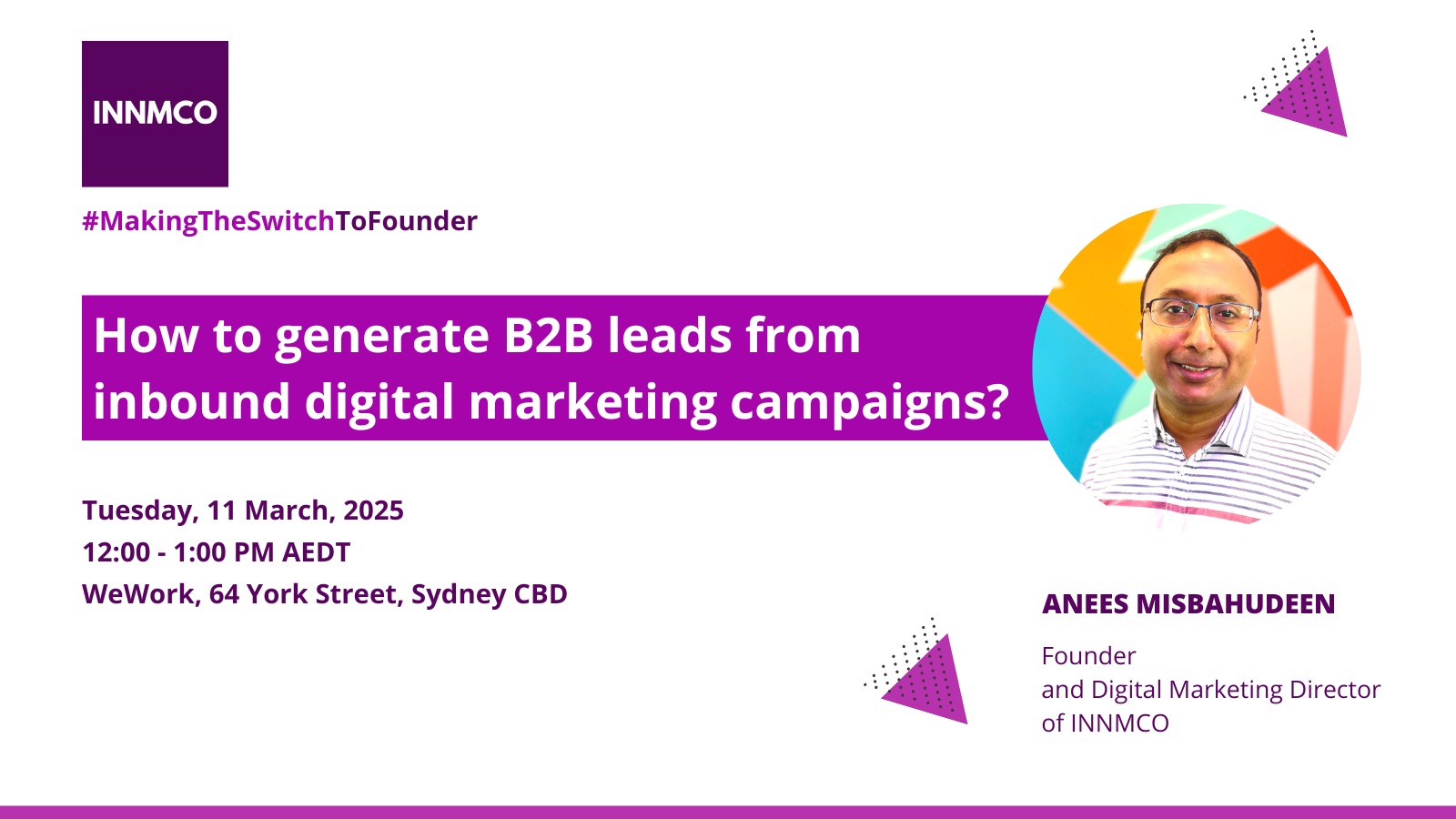 INNMCO & WeWork event B - How to generate B2B leads from inbound digital marketing campaigns