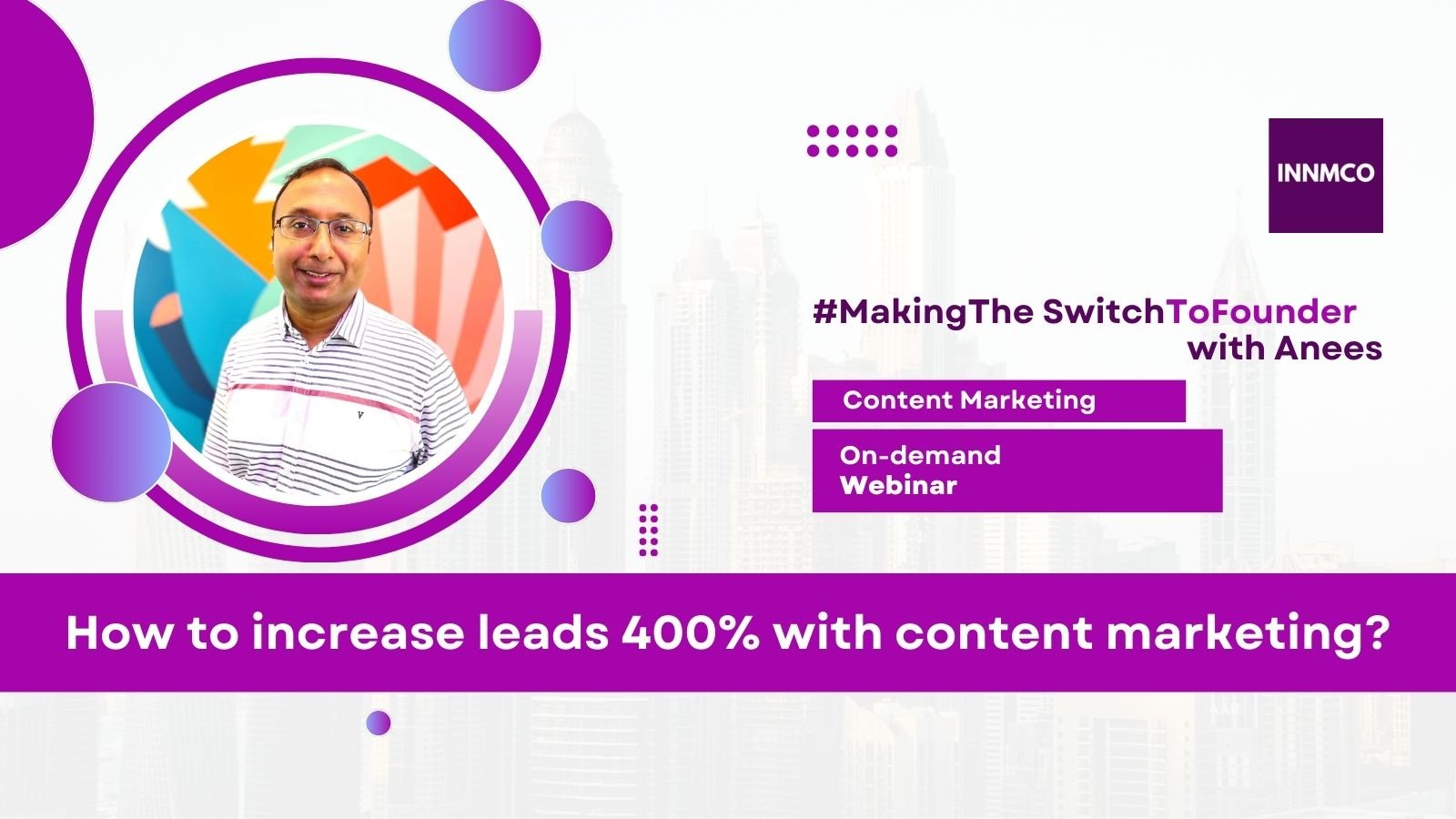 INNMCO On-demand Webinar - Content Marketing Banner 2023 - How to increase leads 400% with content marketing